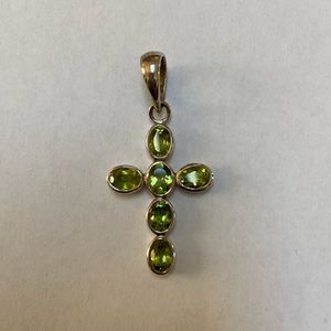 Sterling peridot cross pendant